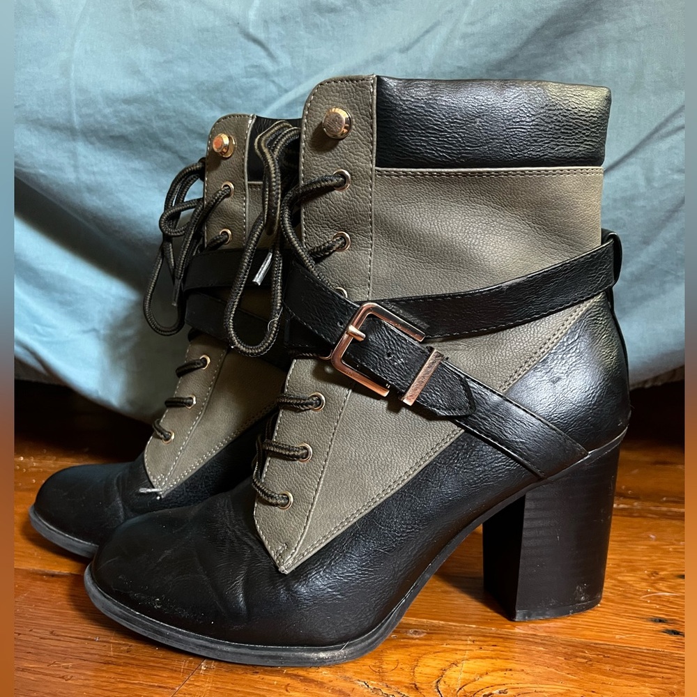 APT. 9. Heeled combat boot. Edgy. Good condition. Serious offers only.